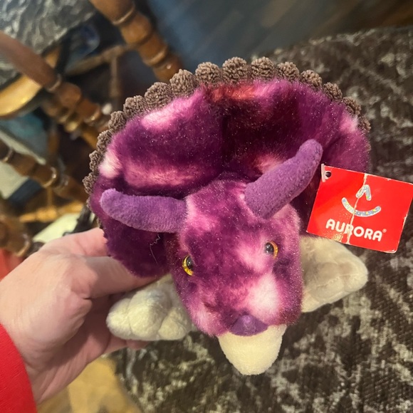 Aurora World Purple Triceratops Dinosaur Plush Stuffed Animal Toy Dino 14". - Picture 4 of 4